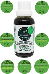 Nativilis Jambu Spilanthol Amazonian Bioactive Oil - Spilanthes Acmella Oleracea Extract - 100% Natural and Pure Botox Alternative - Relax facial muscles reduce wrinkles and fine lines improve skin firmness antioxidant properties Copaiba - 30 ml