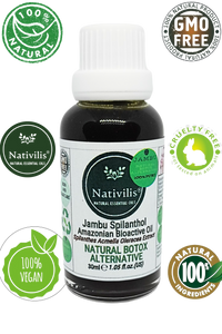 Nativilis Jambu Spilanthol Amazonian Bioactive Oil - Spilanthes Acmella Oleracea Extract - 100% Natural and Pure Botox Alternative - Relax facial muscles reduce wrinkles and fine lines improve skin firmness antioxidant properties Copaiba - 30 ml