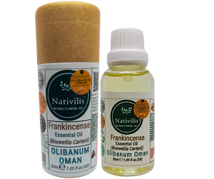 Nativilis Frankincense Carterii Olibanum Oil Oman (Boswellia Carterii ) - natural anti-acne anti-wrinkle improve oral hygiene prevent gum disease antibacterial properties - Copaiba properties 30ml