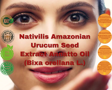 Load image into Gallery viewer, Nativilis Amazonian Urucum Seed Extract Annatto Oil 30 ml (Bixa orellana L.) Emolient for Suncream Lotion | Ultraviolet Rays Protection properties – Brazilian Bio-Natural Skin Tanning Oil - Copaiba Benefits
