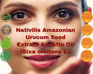 Nativilis Amazonian Urucum Seed Extract Annatto Oil 30 ml (Bixa orellana L.) Emolient for Suncream Lotion | Ultraviolet Rays Protection properties – Brazilian Bio-Natural Skin Tanning Oil - Copaiba Benefits