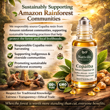 Load image into Gallery viewer, Nativilis Copaiba Essential Oil Roll-On 10ml – 100% Natural Copaifera officinalis | Anti-Inflammatory Pain Relief | GC/MS Tested | Travel Size | Beta-Caryophyllene Rich
