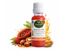 Load image into Gallery viewer, Nativilis Amazonian Urucum Seed Extract Annatto Oil 30 ml (Bixa orellana L.) Emolient for Suncream Lotion | Ultraviolet Rays Protection properties – Brazilian Bio-Natural Skin Tanning Oil - Copaiba Benefits
