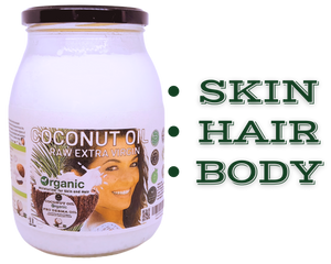 Nativilis Organic Coconut Oil 1L (Cocos Nucifera) - Extra Virgin, Raw, Cold Pressed, Pro Derma, Moisturizer Skin Hair, Vegan, 100% Natural, Ethically Sourced, Copaiba Properties, 1000ml Glass Jar (1L)