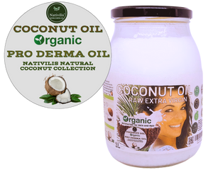 Nativilis Organic Coconut Oil 1L (Cocos Nucifera) - Extra Virgin, Raw, Cold Pressed, Pro Derma, Moisturizer Skin Hair, Vegan, 100% Natural, Ethically Sourced, Copaiba Properties, 1000ml Glass Jar (1L)