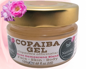 Nativilis Copaiba Gel (Copaifera officinalis) 100% Natural Multipurpose Gel Rosa damascena Face Skin Body Moisturizing Anti-aging
