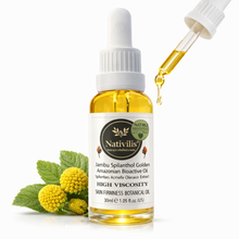 Load image into Gallery viewer, Nativilis Jambu Spilanthol Golden Amazonian Bioactive Oil - Spilanthes Acmella Oleracea Extract - High Viscosity - Better Skin Penetration 100% Natural Botox Alternative - Relax facial muscles reduce wrinkles antioxidant properties Copaiba - 30 ml
