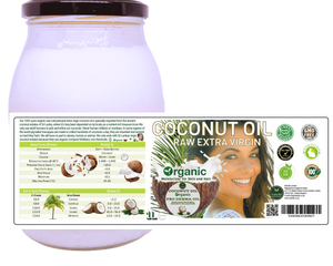 Nativilis Organic Coconut Oil 1L (Cocos Nucifera) - Extra Virgin, Raw, Cold Pressed, Pro Derma, Moisturizer Skin Hair, Vegan, 100% Natural, Ethically Sourced, Copaiba Properties, 1000ml Glass Jar (1L)