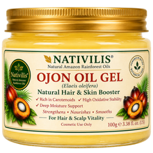 Load image into Gallery viewer, Nativilis Ojon Oil Gel - (Elaeis oleifera) NATURAL HAIR SKIN BOOSTER Rainforest Virgin Oil - revitalizes damaged follicles helps effective hair growth volumize and get tame frizz – Copaiba
