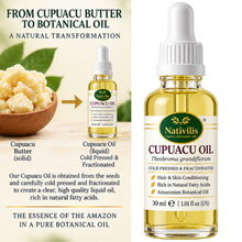 Load image into Gallery viewer, Nativilis Cupuaçu Oil – 100% Pure Theobroma Grandiflorum Seed Oil – Cold Pressed &amp; Fractionated – 30 ml
