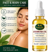 Load image into Gallery viewer, Nativilis Andiroba Oil – 100% Pure Carapa Guianensis Seed Oil – Amazonian Botanical Care for Hair, Scalp, Face &amp; Body – Cold Pressed – 30 ml

