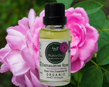 Load image into Gallery viewer, Nativilis Organic Rose Otto Essential Oil (Rosa damascena) - 100% Pure and Natural - 30ml - (GC/MS Tested) -
