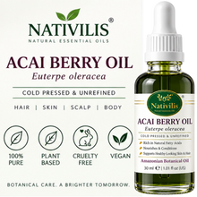 Load image into Gallery viewer, Nativilis Açaí Berry Oil – 100% Pure Euterpe Oleracea Fruit Oil – Cold Pressed – 30 ml
