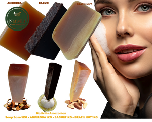 Nativilis Amazonian Soap Base 3KG - ANDIROBA 1KG - BACURI 1KG - BRAZIL NUT 1KG - Natural Vegan Emollient Face Skin Body Moisturises Cleanses No Chemicals Additives, Colours or Lauryl - Melt and Pour