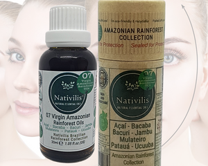 Nativilis 07 Virgin Amazonian Rainforest Oils 30 ml - ACAI - BACABA - BACURI – JAMBU - MULATEIRO - PATAUA – UCUUBA - enriched seven vegetable facial oils for skin care powerful anti-aging COPAIBA properties