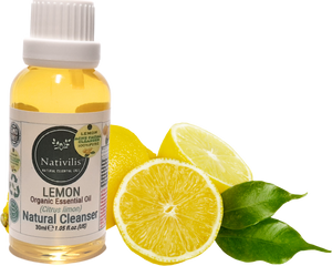 Nativilis Lemon Organic Essential Oil 30 ml (Citrus limon) - Absorbent antibacterial antifungal fight against acne facial cleanser - Copaiba Properties