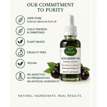 Load image into Gallery viewer, Nativilis Açaí Berry Oil – 100% Pure Euterpe Oleracea Fruit Oil – Cold Pressed – 30 ml
