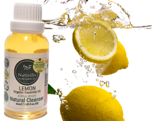 Nativilis Lemon Organic Essential Oil 30 ml (Citrus limon) - Absorbent antibacterial antifungal fight against acne facial cleanser - Copaiba Properties