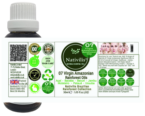 Nativilis 07 Virgin Amazonian Rainforest Oils 30 ml - ACAI - BACABA - BACURI – JAMBU - MULATEIRO - PATAUA – UCUUBA - enriched seven vegetable facial oils for skin care powerful anti-aging COPAIBA properties