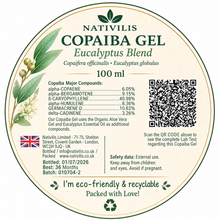 Load image into Gallery viewer, Nativilis Copaiba Gel Eucalyptus (Copaifera officinalis) 100% Natural Multipurpose Gel Face Skin Body Moisturizing Anti-aging and Melasma Treating Inflammation Dermatitis and Fungal Infections Relieve Congestion
