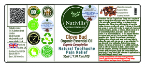 Nativilis Organic Clove Bud Essential Oil (Eugenia Caryophyllus) - natural pain reliever for toothache muscle pain - skin care - Copaiba properties 30ml