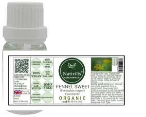 Products Nativilis Organic Fennel Sweet Essential Oil (Foeniculum vulgare) - 100% Natural - 10ml - (GC/MS Tested)