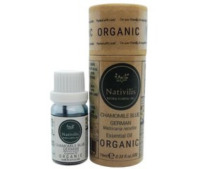 Nativilis Organic German Blue Chamomile Essential Oil (Matricaria recutita) - 100% Natural - 10ml - (GC/MS Tested) - Label