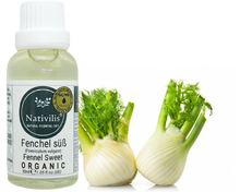 Load image into Gallery viewer, Nativilis Organic Fennel Sweet Essential Oil (Foeniculum vulgare) - 100% Natural - 30ml - (GC/MS Tested)

