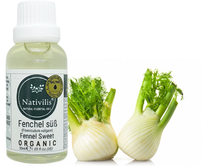 Nativilis Organic Fennel Sweet Essential Oil (Foeniculum vulgare) - 100% Natural - 30ml - (GC/MS Tested)
