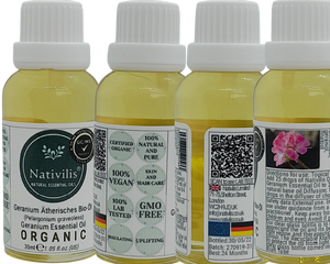 Nativilis Organic Geranium Essential Oil (Pelargonium graveolens) - 100% Natural - 30ml - (GC/MS Tested)