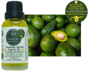 Nativilis Organic Avocado Carrier Oil (Persea americana) Hair, Face & Skin - Natural Cold Pressed - Rich in vitamins A, B1, B2, B3, B5, B6, B8, B9, D, E and K - Moisturizes Dry Skin – Copaiba