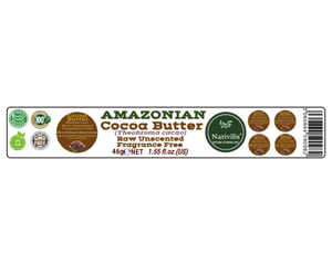 Nativilis Amazonian Cocoa Butter Raw Unscented Fragrance Free (Theobroma cacao) Skin Natural Moisturizer Replenishing skin's moisture protecting your skin improving elasticity – Copaiba properties