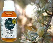 Load image into Gallery viewer, Nativilis Organic Cedarwood Essential Oil (Cedrus atlantica) - 100% Natural - 30ml - (GC/MS Tested)
