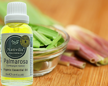 Load image into Gallery viewer, Nativilis Organic Palmarosa Essential Oil (Cymbopogon martinii)- 100% Natural - 30ml - (GC/MS Tested)
