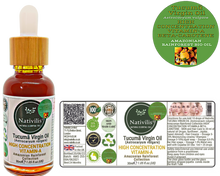 Load image into Gallery viewer, Nativilis TUCUMA VIRGIN OIL (Astrocaryum vulgare) Amazonian Rainforest Collection HIGH CONCENTRATION VITAMIN-A BETA-CAROTENE - SKIN and Hair Care - nourishing, moisturizing, antioxidant and anti-inflammatory properties - Copaiba
