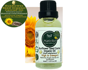 Nativilis Organic Sunflower Seed Carrier Oil (Helianthus annuus) Omega 6 Hair, Face & Skin - Natural Cold Pressed - Non-comedogenic - Promotes Moisture Retention in Skin and Hair Acne-Prone – Copaiba