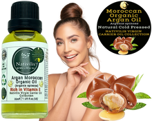 Load image into Gallery viewer, Nativilis Organic Argan Oil Moroccan (Argania spinosa) Hair, Face &amp; Skin - Natural Cold Pressed Carrier Oil - Pure &amp; Natural, Anti-Ageing, Antioxidant, Vegan, No GMO - Rich in Vitamin E – Copaiba
