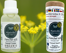 Load image into Gallery viewer, Nativilis Organic Fennel Sweet Essential Oil (Foeniculum vulgare) - 100% Natural - 30ml - (GC/MS Tested)
