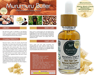 Nativilis Murumuru Virgin Oil (Astrocaryum murumuru) Amazonian Rainforest Collection - Skin Hair Care Natural Moisturizer – Less frizzy hair - Won’t clog your pores – Copaiba properties