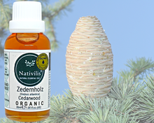 Load image into Gallery viewer, Nativilis Organic Cedarwood Essential Oil (Cedrus atlantica) - 100% Natural - 30ml - (GC/MS Tested)
