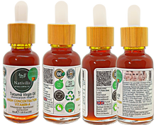 Load image into Gallery viewer, Nativilis TUCUMA VIRGIN OIL (Astrocaryum vulgare) Amazonian Rainforest Collection HIGH CONCENTRATION VITAMIN-A BETA-CAROTENE - SKIN and Hair Care - nourishing, moisturizing, antioxidant and anti-inflammatory properties - Copaiba
