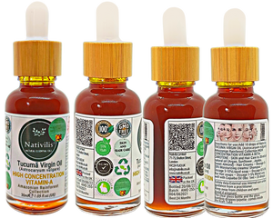 Nativilis TUCUMA VIRGIN OIL (Astrocaryum vulgare) Amazonian Rainforest Collection HIGH CONCENTRATION VITAMIN-A BETA-CAROTENE - SKIN and Hair Care - nourishing, moisturizing, antioxidant and anti-inflammatory properties - Copaiba