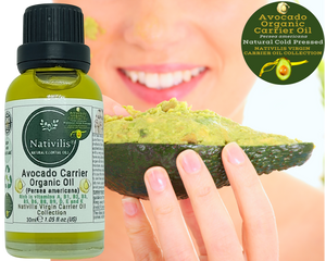 Nativilis Organic Avocado Carrier Oil (Persea americana) Hair, Face & Skin - Natural Cold Pressed - Rich in vitamins A, B1, B2, B3, B5, B6, B8, B9, D, E and K - Moisturizes Dry Skin – Copaiba