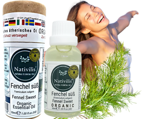Nativilis Organic Fennel Sweet Essential Oil (Foeniculum vulgare) - 100% Natural - 30ml - (GC/MS Tested)