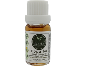 Nativilis Copaiba Balsam Essential Oil (10ml) - 100% Natural (Copaifera Officinalis ) (GC/MS Tested)