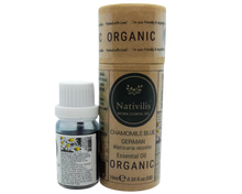 Load image into Gallery viewer, Nativilis Organic German Blue Chamomile Essential Oil (Matricaria recutita) - 100% Natural - 10ml - (GC/MS Tested) - Label
