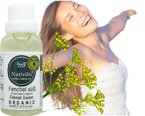 Nativilis Organic Fennel Sweet Essential Oil (Foeniculum vulgare) - 100% Natural - 30ml - (GC/MS Tested)