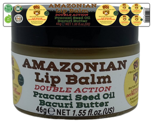 Nativilis AMAZONIAN LIP BALM DOUBLE ACTION FORMULA WITH PRACAXI SEED OIL (Pentaclethra macroloba) + BACURI BUTTER (Platonia insignis) Moisturises Dry Lips and Heals Chapped Lips - Toned Lips - Copaiba