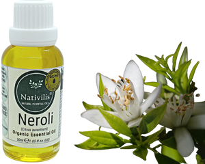 Nativilis Organic Neroli Essential Oil (Citrus aurantium) - 100% Natural - 30ml - (GC/MS Tested)