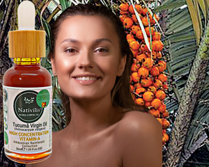 Nativilis TUCUMA VIRGIN OIL (Astrocaryum vulgare) Amazonian Rainforest Collection HIGH CONCENTRATION VITAMIN-A BETA-CAROTENE - SKIN and Hair Care - nourishing, moisturizing, antioxidant and anti-inflammatory properties - Copaiba